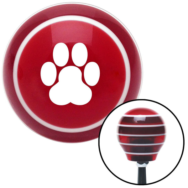 White Pawprint Red Stripe Shift Knob with M16 x 15 Insert