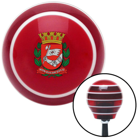 Knight Coat of Arms Red Stripe Shift Knob with M16 x 15 Insert