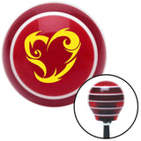 Yellow Scroll Art Heart Red Stripe Shift Knob with M16 x 15 Insert