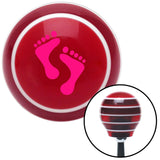Pink Foot Prints Red Stripe Shift Knob with M16 x 15 Insert
