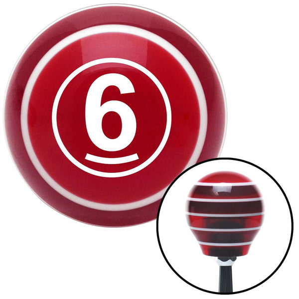 White Ball 6 Red Stripe Shift Knob with M16 x 15 Insert