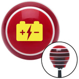 Yellow Battery Charge Symbol Red Stripe Shift Knob with M16 x 15 Insert