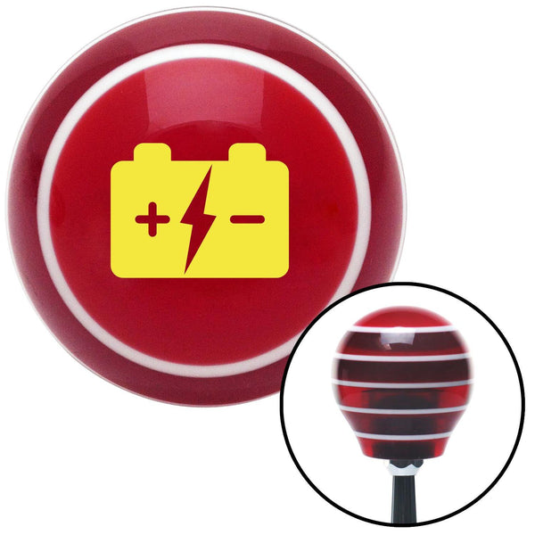 Yellow Battery Charge Symbol Red Stripe Shift Knob with M16 x 15 Insert