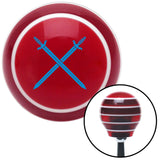 Blue Swords Crossed Red Stripe Shift Knob with M16 x 15 Insert