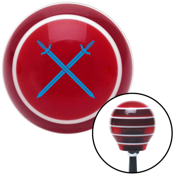 Blue Swords Crossed Red Stripe Shift Knob with M16 x 15 Insert