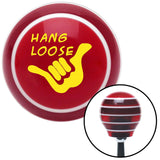 Yellow Hang Loose w hand Red Stripe Shift Knob with M16 x 15 Insert