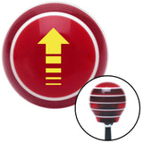 Yellow Broken Directional Arrow Up Red Stripe Shift Knob with M16 x 15 Insert