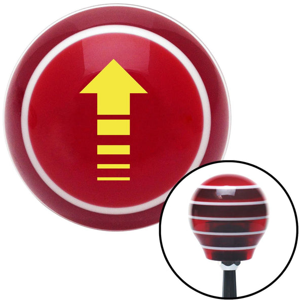 Yellow Broken Directional Arrow Up Red Stripe Shift Knob with M16 x 15 Insert