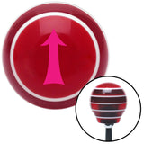 Pink Fancy Solid Directional Arrow Up Red Stripe Shift Knob with M16 x 15 Insert