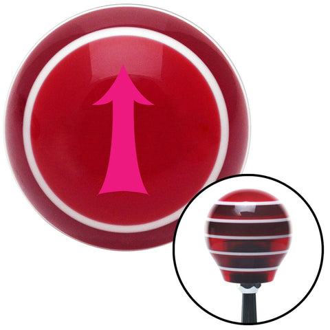 Pink Fancy Solid Directional Arrow Up Red Stripe Shift Knob with M16 x 15 Insert
