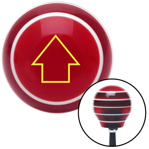 Yellow Classic Arrow Up Red Stripe Shift Knob with M16 x 15 Insert