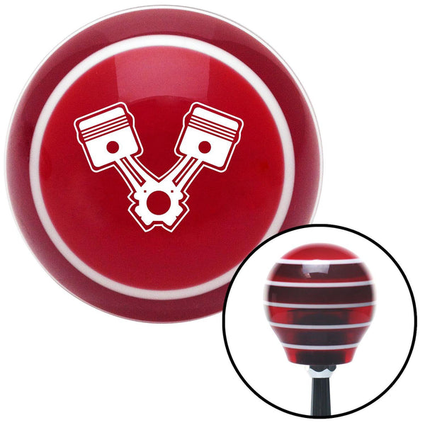 White 2 Pistons Red Stripe Shift Knob with M16 x 15 Insert