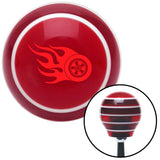 Red Flaming Wheel Red Stripe Shift Knob with M16 x 15 Insert