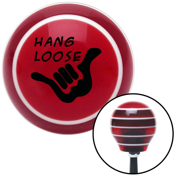 Black Hang Loose w hand Red Stripe Shift Knob with M16 x 15 Insert