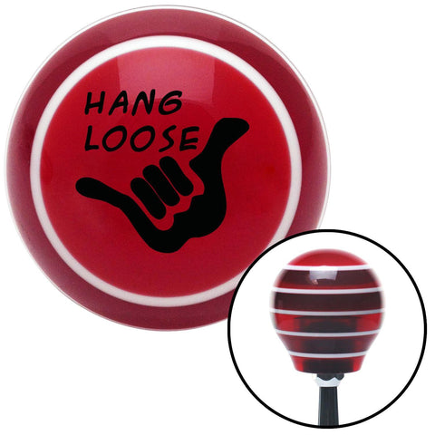 Black Hang Loose w hand Red Stripe Shift Knob with M16 x 15 Insert