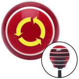 Yellow Arrows in Circle Red Stripe Shift Knob with M16 x 15 Insert