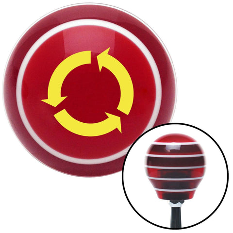 Yellow Arrows in Circle Red Stripe Shift Knob with M16 x 15 Insert