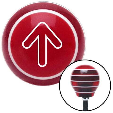 White Bubble Directional Arrow Up Red Stripe Shift Knob with M16 x 15 Insert