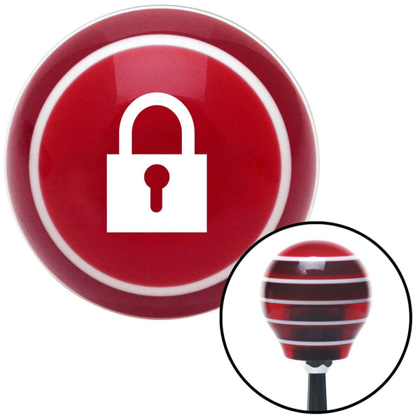 White Lock Symbol Red Stripe Shift Knob with M16 x 15 Insert