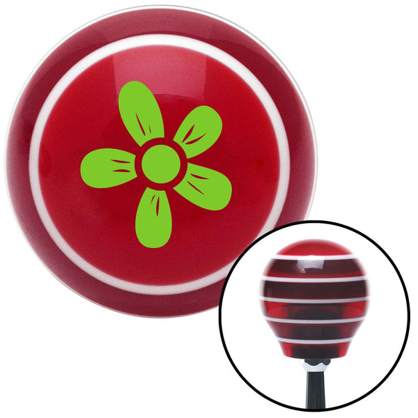 Green Hawaiian Flower 2 Red Stripe Shift Knob with M16 x 15 Insert