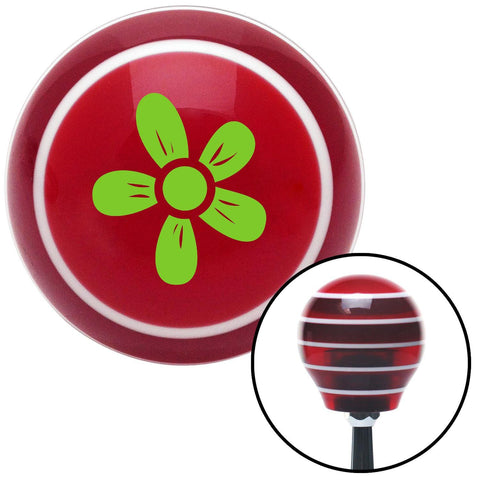Green Hawaiian Flower 2 Red Stripe Shift Knob with M16 x 15 Insert