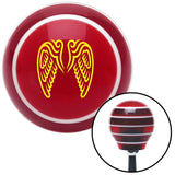 Yellow Angel Wings Red Stripe Shift Knob with M16 x 15 Insert