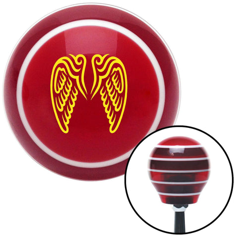 Yellow Angel Wings Red Stripe Shift Knob with M16 x 15 Insert