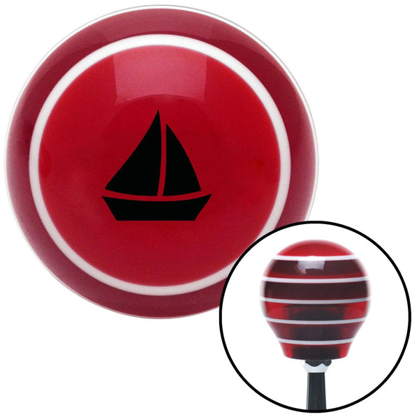 Black Sail Boat 2 Red Stripe Shift Knob with M16 x 15 Insert