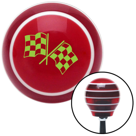 Green Dual Checkered Flags Red Stripe Shift Knob with M16 x 15 Insert