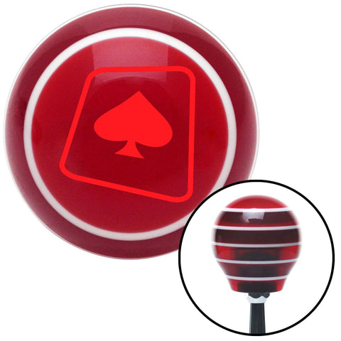 Red Spade on a Card Red Stripe Shift Knob with M16 x 15 Insert