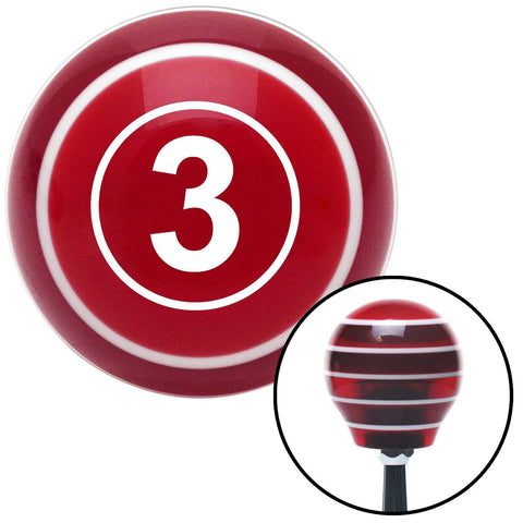 White Ball 3 Red Stripe Shift Knob with M16 x 15 Insert