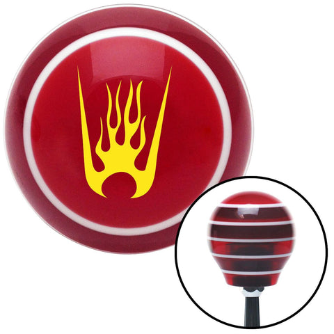 Yellow Flames in a Bucket Red Stripe Shift Knob with M16 x 15 Insert