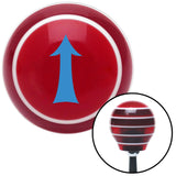 Blue Fancy Solid Directional Arrow Up Red Stripe Shift Knob with M16 x 15 Insert
