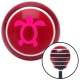 Pink Simple Turtle Red Stripe Shift Knob with M16 x 15 Insert