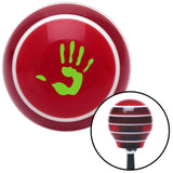 Green Hand Print Red Stripe Shift Knob with M16 x 15 Insert