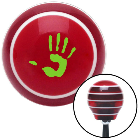 Green Hand Print Red Stripe Shift Knob with M16 x 15 Insert