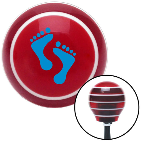 Blue Foot Prints Red Stripe Shift Knob with M16 x 15 Insert