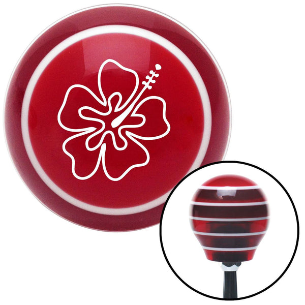 White Hawaiian Flower 8 Red Stripe Shift Knob with M16 x 15 Insert
