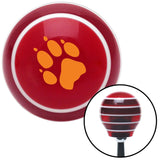 Orange Paw Print Red Stripe Shift Knob with M16 x 15 Insert