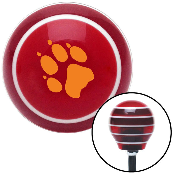 Orange Paw Print Red Stripe Shift Knob with M16 x 15 Insert