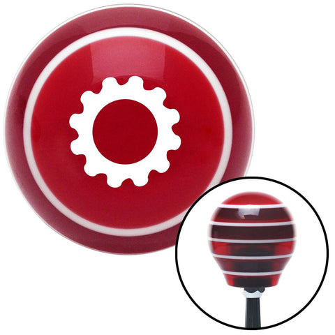 White Solid Gear Red Stripe Shift Knob with M16 x 15 Insert