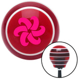 Pink Fan Blades Spinning Red Stripe Shift Knob with M16 x 15 Insert