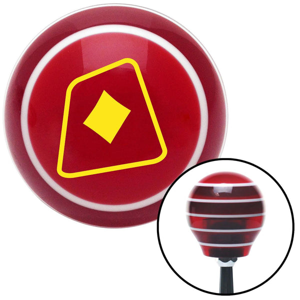 Yellow Diamonds on a Card Red Stripe Shift Knob with M16 x 15 Insert