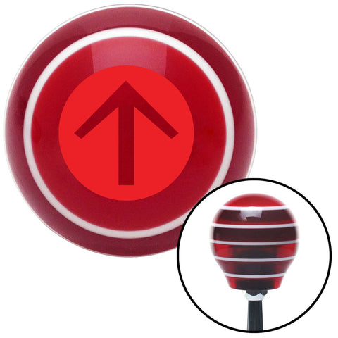 Red Circle Directional Arrow Up Red Stripe Shift Knob with M16 x 15 Insert