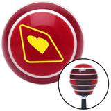 Yellow Heart on a Card Red Stripe Shift Knob with M16 x 15 Insert