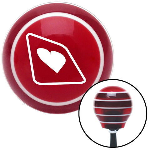 White Heart on a Card Red Stripe Shift Knob with M16 x 15 Insert