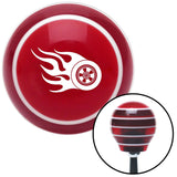 White Wheel On Fire Red Stripe Shift Knob with M16 x 15 Insert