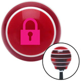 Pink Lock Symbol Red Stripe Shift Knob with M16 x 15 Insert