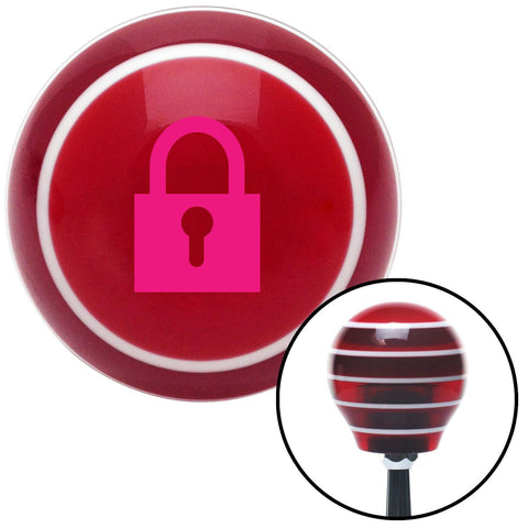 Pink Lock Symbol Red Stripe Shift Knob with M16 x 15 Insert