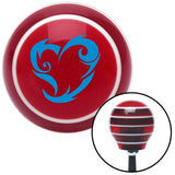 Blue Scroll Art Heart Red Stripe Shift Knob with M16 x 15 Insert